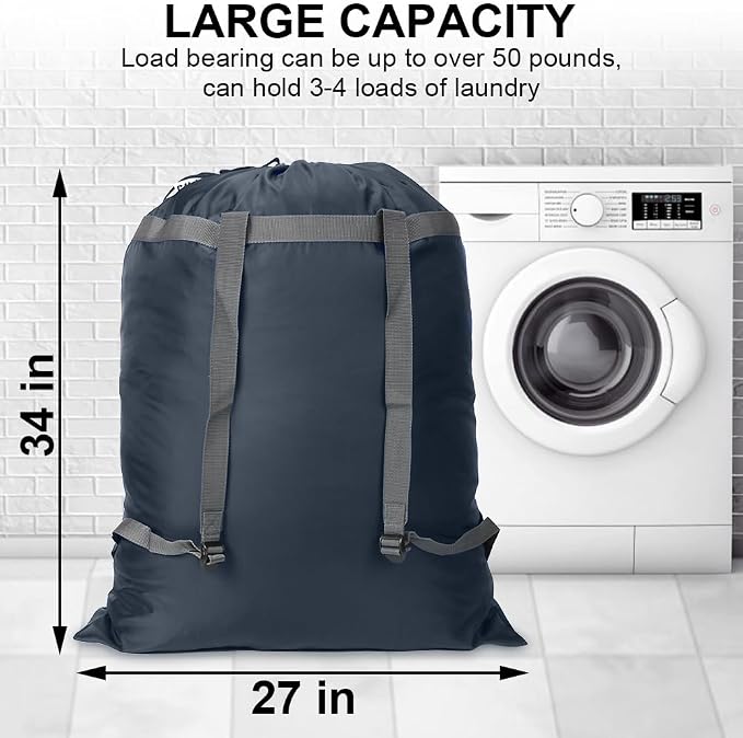 Laundry Bag Backpack, 27” x 34”Sturdy Laundry Bag - Image 2