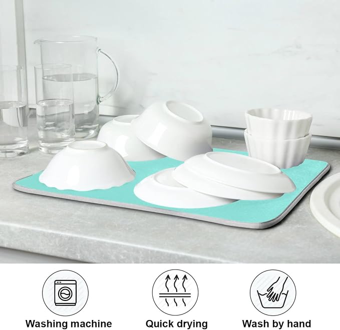 Baby Blue Dish Drying Mat for Kitchen Counter 18 x 24 In Absorbent Microfiber - Image 7