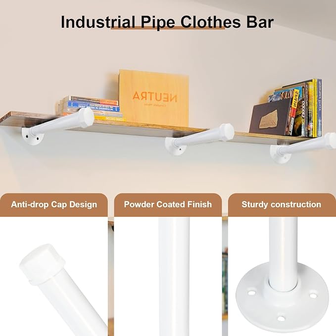 6 PCS Industrial Pipe Clothes Bar 12 Inch - Image 4