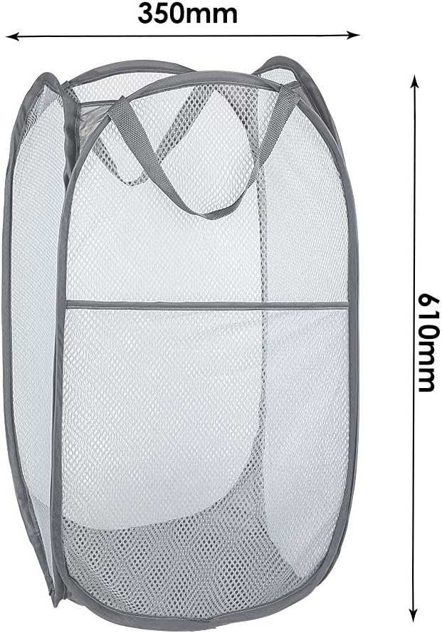 WD&CD 2PCS Laundry Baskets Foldable Pop Up Mesh Washing Laundry Basket Bag Bin - Image 7