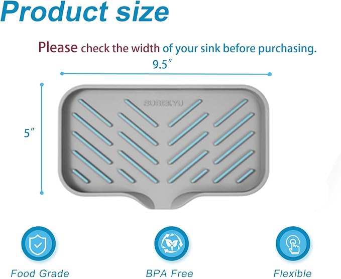 SUBEKYU Silicone Kitchen Soap Tray, Sink Tray - Image 2