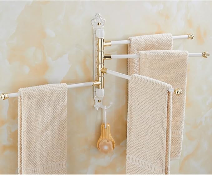 Antique White Swivel Towel Rack Bar Rails - Image 5