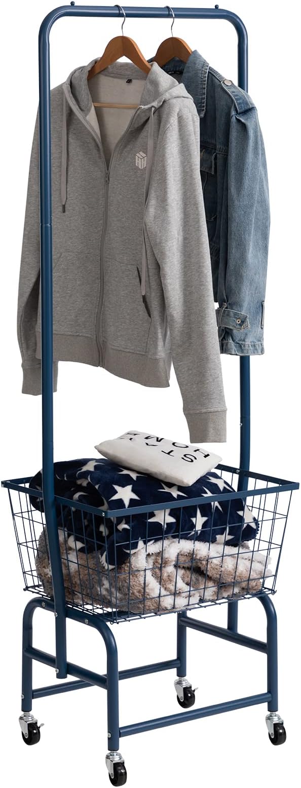 ALIMORDEN Laundry Cart with Clothes Rack, Rolling Laundry Butler with Wire - Image 2