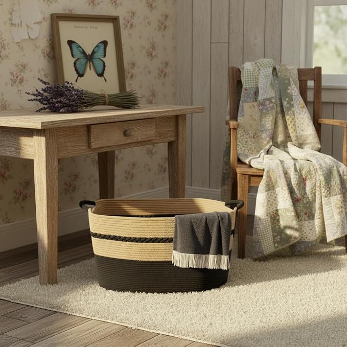 Extra large laundry basket woven from natural cotton rope - Image 2