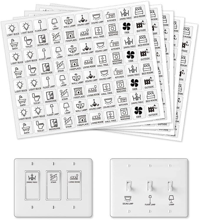 400 Pcs Light Switch Sticker Labels, 20 Designs Vintage Style Transparent by GOMAKERER