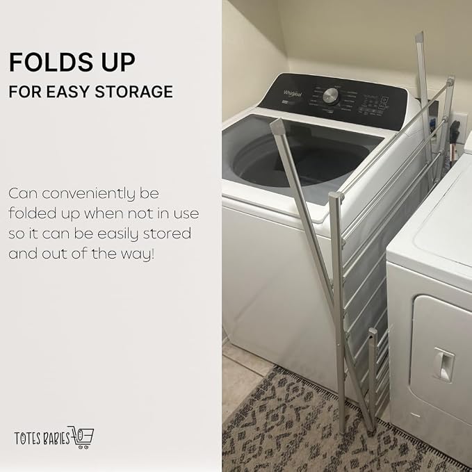 TOTES BABIES Premium Aluminum Foldable Laundry Rack - Image 3