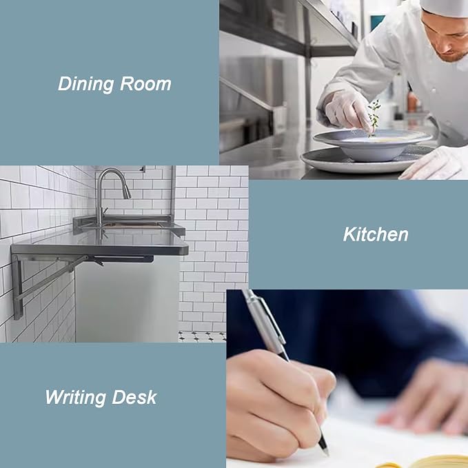 304 Stainless Steel Folding Table Wall Mount Concession Shelf 16 20 24 28 32 36 - Image 6