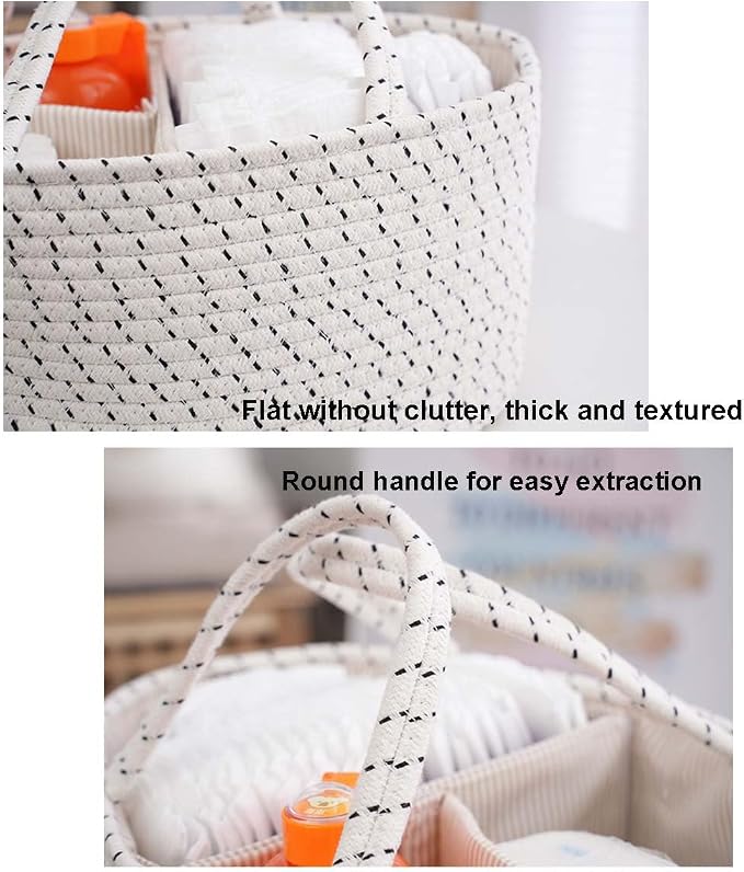 Portable Nursery Basket Woven Diaper Caddy - Image 7