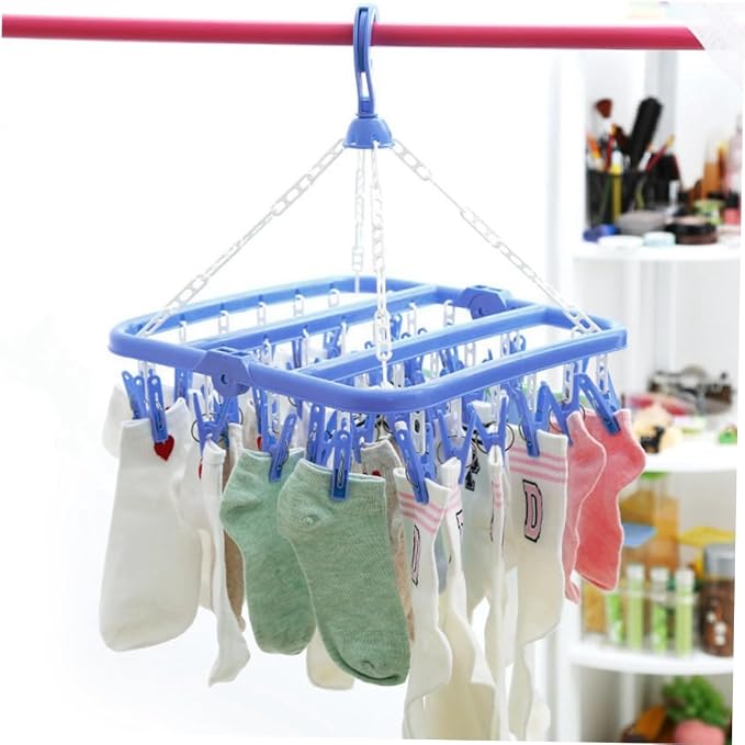 Strong Steel Spring 360-degree Rotating Hook Foldable Sock Drying Rack Random - Image 4