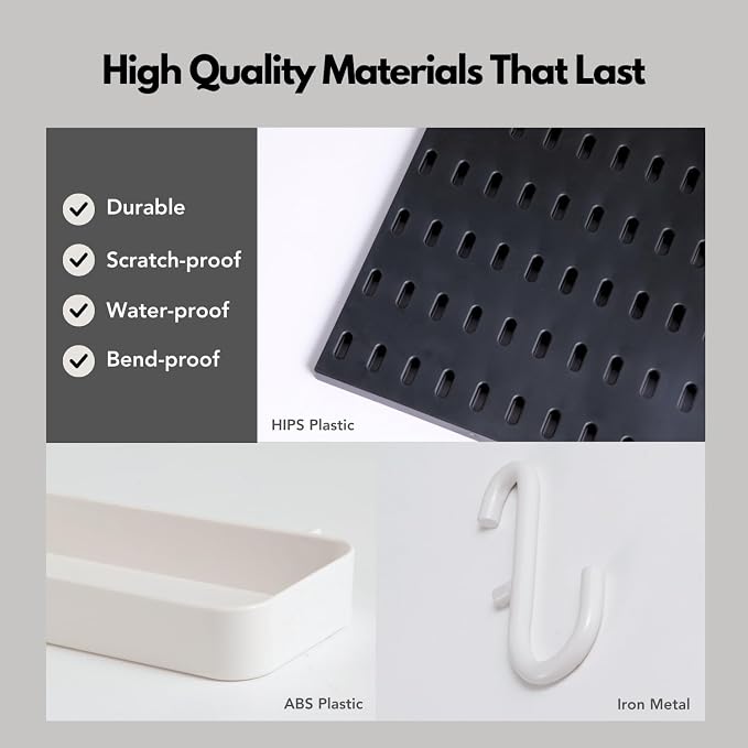 Keepo Peg Board Wall Organizer – Plastic Pegboard Panels, Modular Peg Board - Image 5