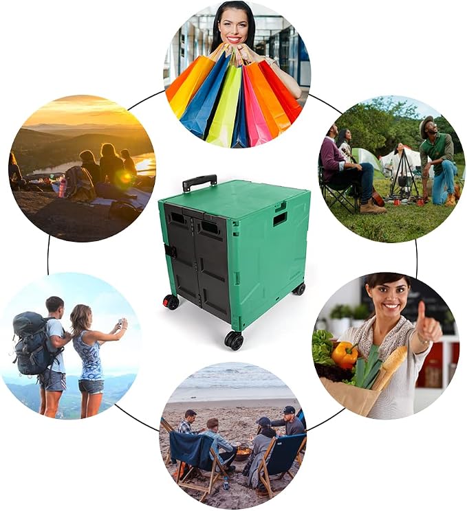 Foldable Shopping Utility Cart Portable Rolling Crate Handcart - Image 8