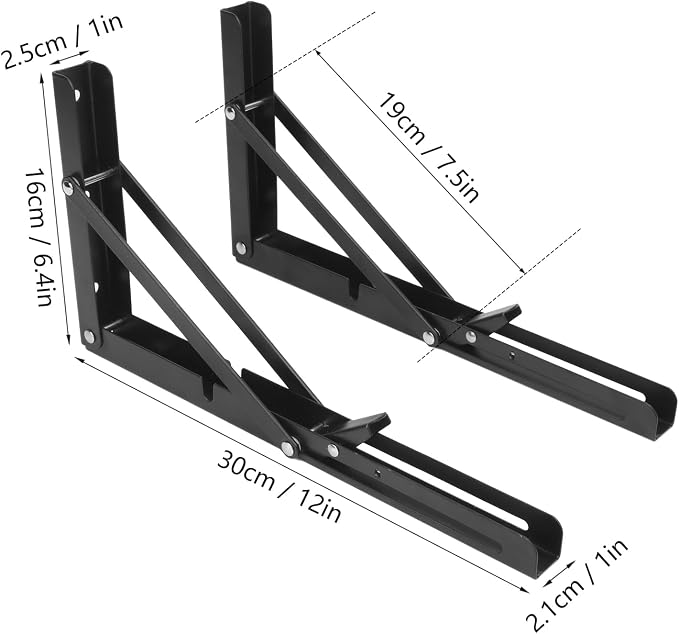 10 Pack 12 Inch Black Folding Shelf Brackets - Image 2