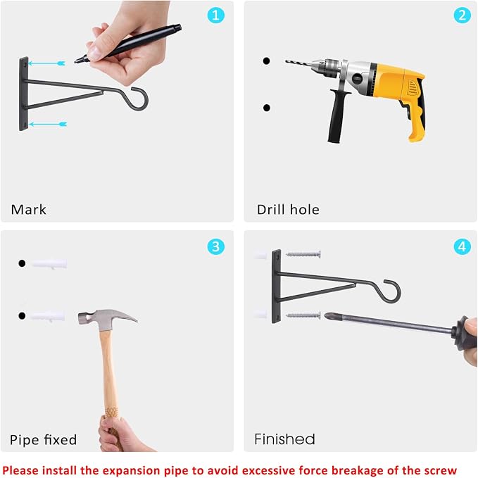 8" Plant Hangers 6 Pack, Metal Plant Hooks - Image 2