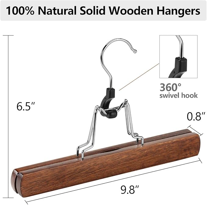 AMKUFO 12 Pack Wooden Pants Hangers - Image 3