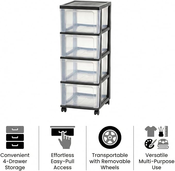 4-Drawer Narrow Storage Cart - Image 6