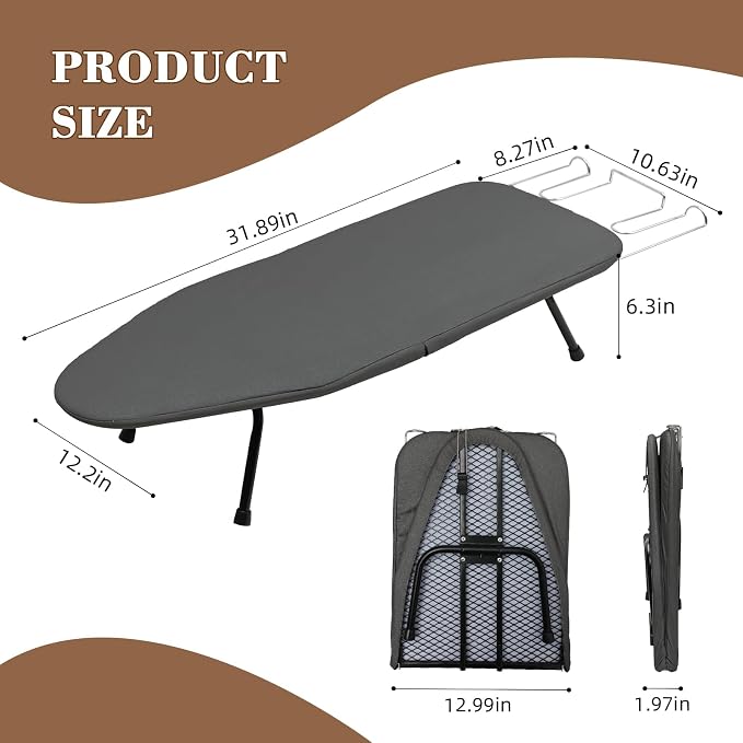 Mini Ironing Board Tabletop Ironing Board Compact Foldable Iron Board Thick - Image 3