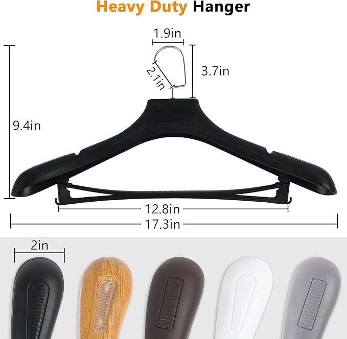 DEDU Suit Hangers for Men 10 Pack Width 17.7", Plastic Extra Wide Shoulder - Image 2