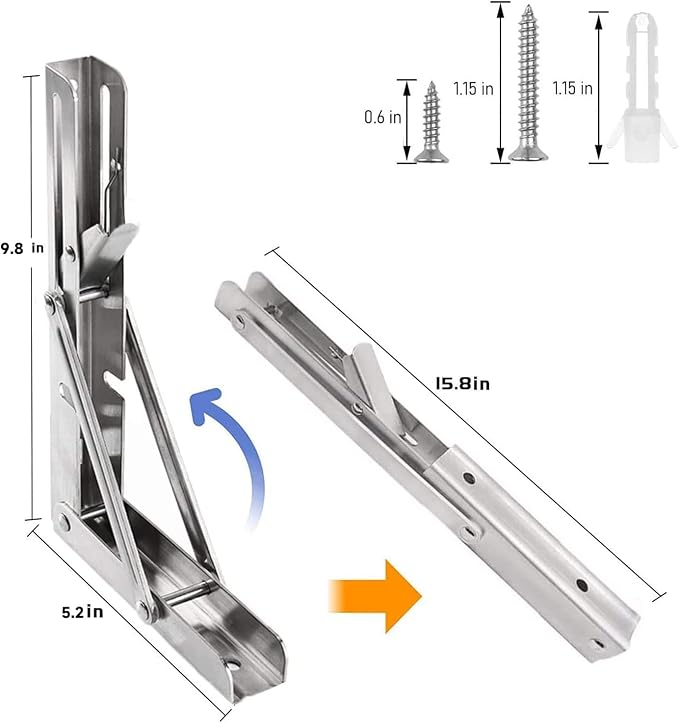 Folding Shelf Brackets 10 inch 4 Pcs Max. Load 220lb - Image 2