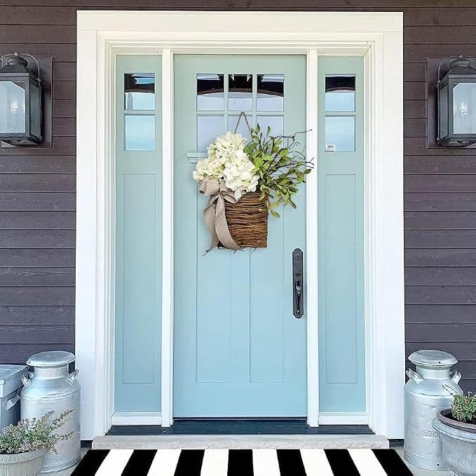 Cream Hydrangea Door Hanger Basket Wreath - Image 6