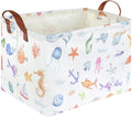 Rectangle Fish Basket, Ocean Animals Waterproof Kids foldable Laundry Basket by FXOCSHE