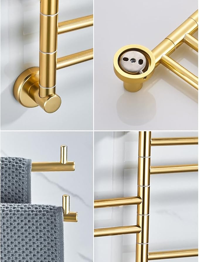 ZHOUXIAO Modern Swing Out Towel Bar Gold Finish/Towel Racks - Image 3