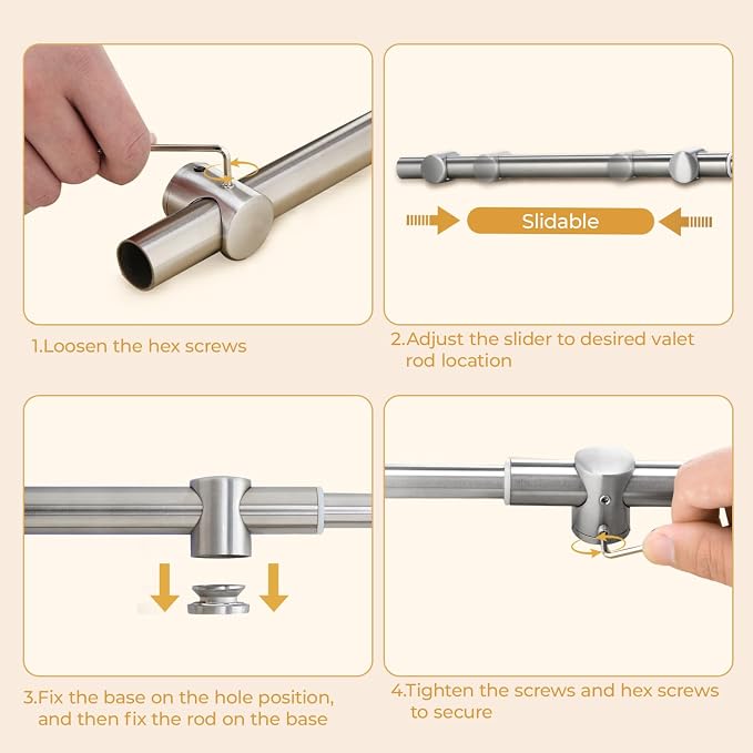 12" Pull-Out Valet Rod for Closet Organization, Add Extra Hanging Space 304 - Image 6
