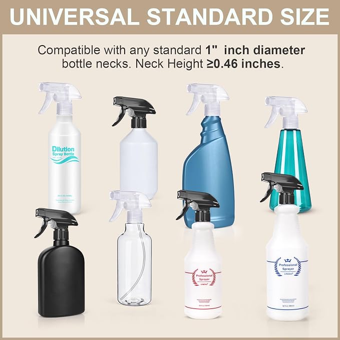 6 Pack Spray Bottle Nozzle Replacement, Universal Spray Tops, Mist & Stream - Image 7