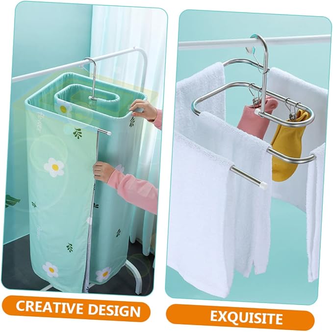 3-Piece Stainless Steel Spiral Laundry Hanger Set Windproof Blanket Rack - Image 9