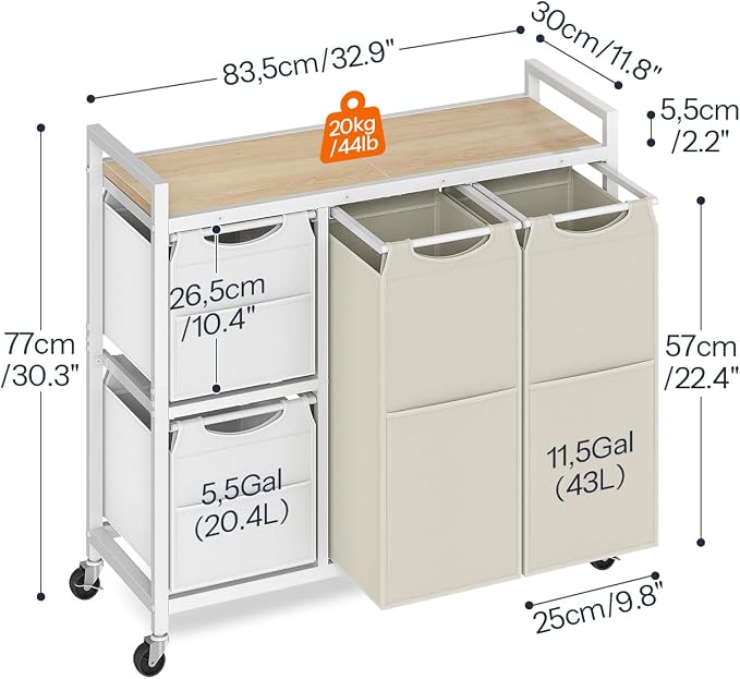 HOOBRO Laundry Sorter with 4 Section, 34 Gal. Laundry Hamper with Wheels - Image 3