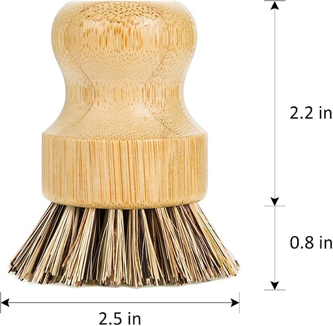 Palm Pot Dish Brush- Nature Bamboo 2 Packs Mini Durable Scrub - Image 3