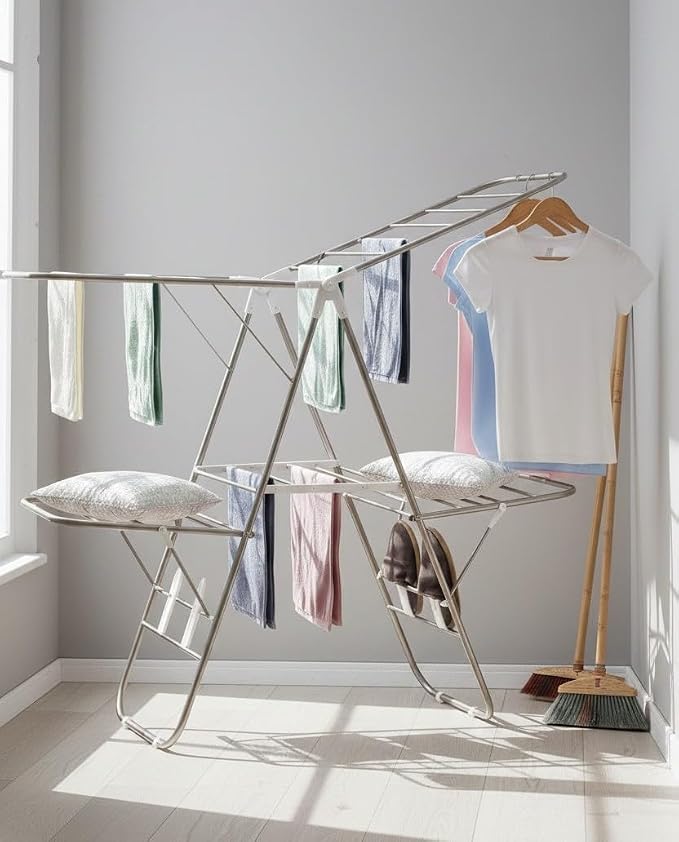 EZHOME Large Foldaway Laundry Rack, Heavy Duty, Collapsible, Space-Saving - Image 2