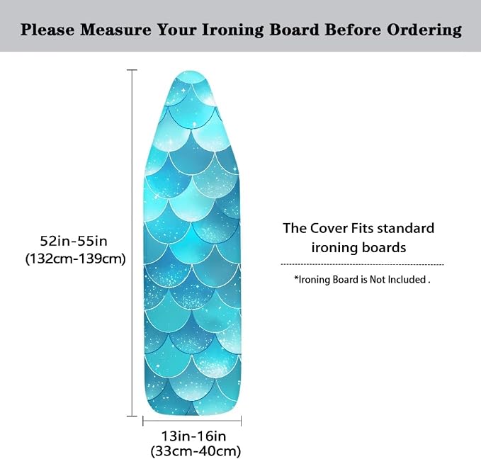 Mermaid Thick Padding Ironing Board Covers Durable Stain Resistant Hook and - Image 5