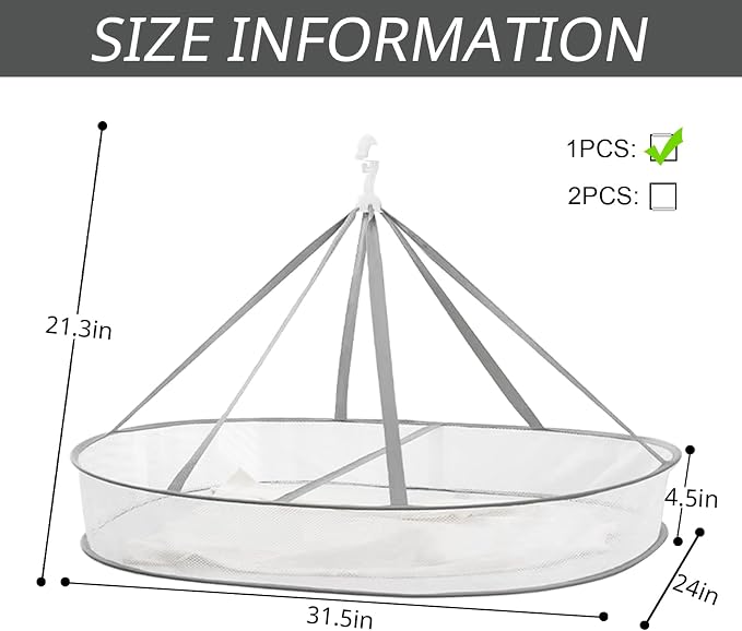 1 Tier Clothes Drying Rack Foldable, 31.5" Mesh Clothes Hanging Dryer, Space - Image 7