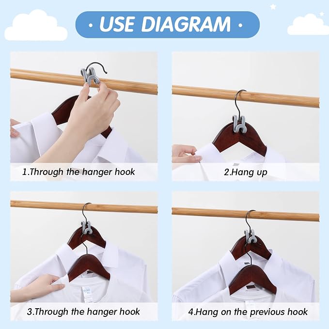 Unittype 100 Pcs Space Saving Hanger Hooks, Clothes Hanger Connector Hooks - Image 3
