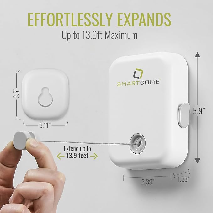 SmartSome Wall Mounted Retractable Clothesline – Heavy-Duty Indoor & Outdoor - Image 3