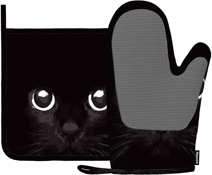 Mxocom Black Cat Oven Mitt and Pot Holder by Mxocom
