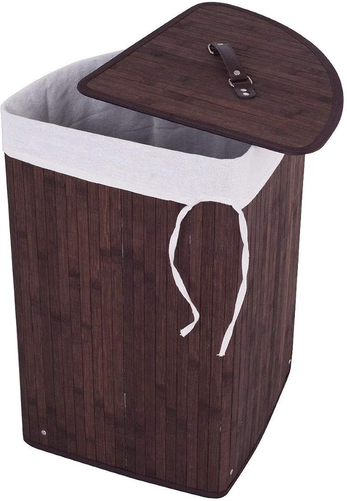 GOFLAME Corner Bamboo Laundry Hamper - Image 8