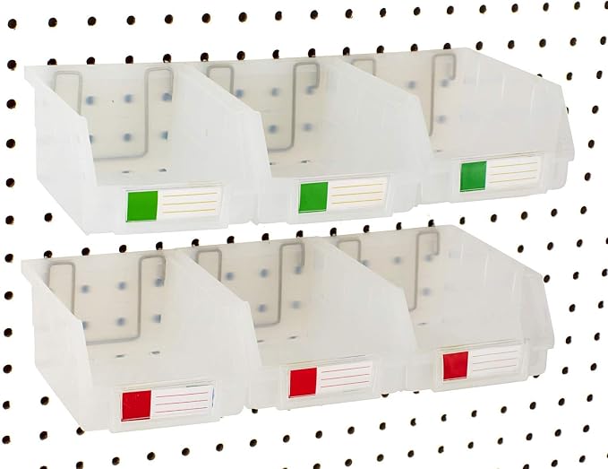 Pegboard Bins – 6 Pack Clear Large by RightArrange