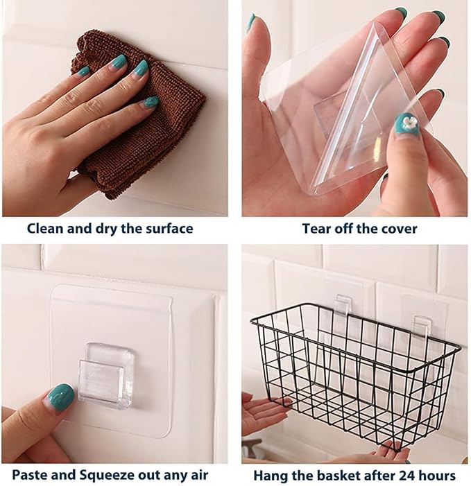 2 Set Adhesive Hanging Wall Basket Inside Cabinet Door Organizer, Wall Storage - Image 13