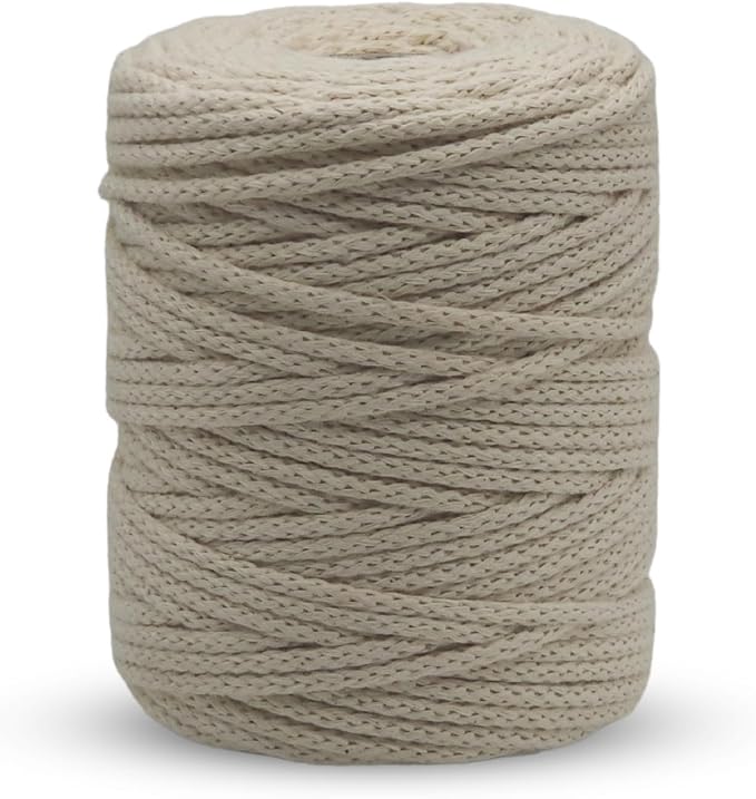 Off White Knitted Macrame Cord 4mm x 54Yards, Macrame Rope, Cotton Like Cord by Crocheta