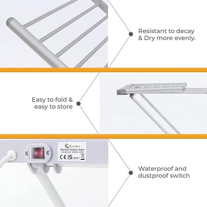 Energy-Efficient Electric Heated Clothes Dryer, Foldable Indoor Airer - Image 5