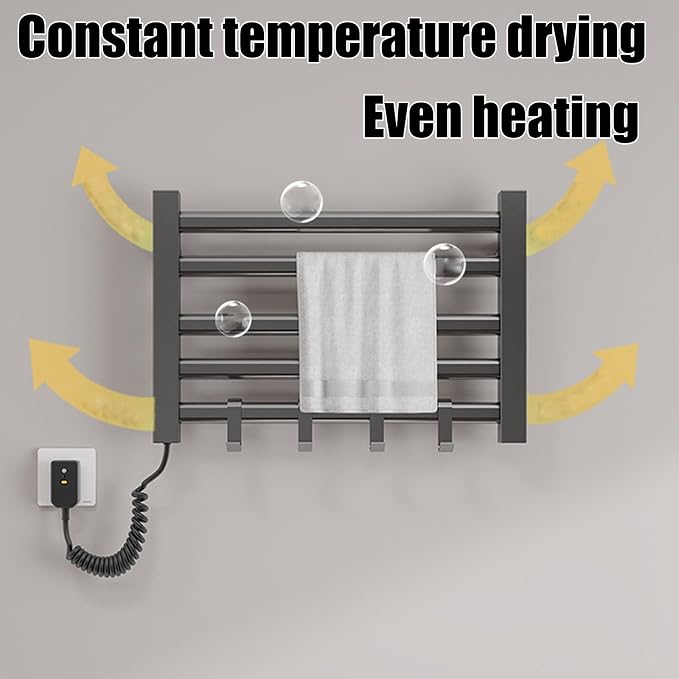 Wall Mounted Heated Towel Rack – Small 5 Bar Energy-Saving Aluminum Drying Rack - Image 2