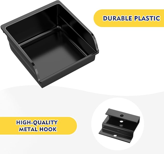 6 Pack Slatwall Bins with Hooks Plastic Slatwall Organizer Slatwall Containers - Image 4