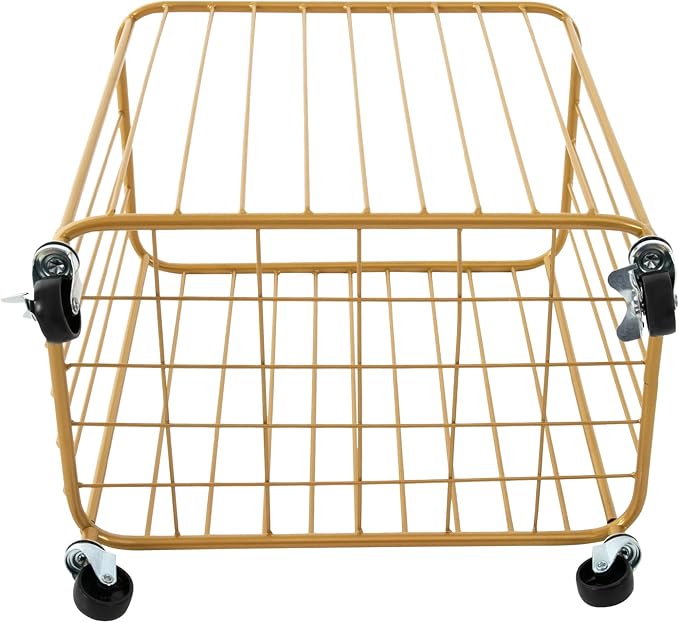 Laundry Basket with Wheels, Metal Railing Storage Cart with Handles, Rolling - Image 8