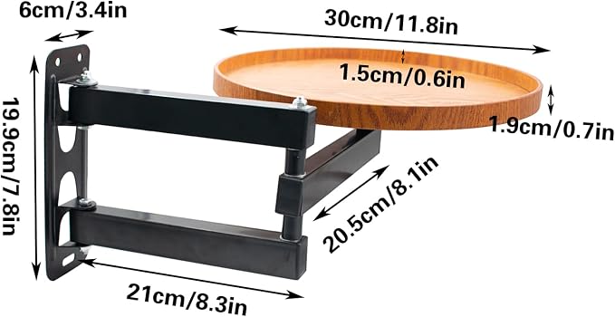 SnowTing Wall Mounted Folding Round Table, 11.8 Inch Small Foldable Retractable - Image 3