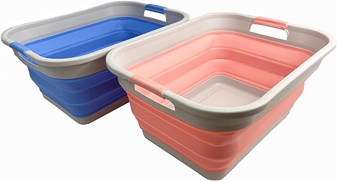 SAMMART 41L Collapsible Plastic Laundry Basket-Foldable Pop Up Storage by SAMMART