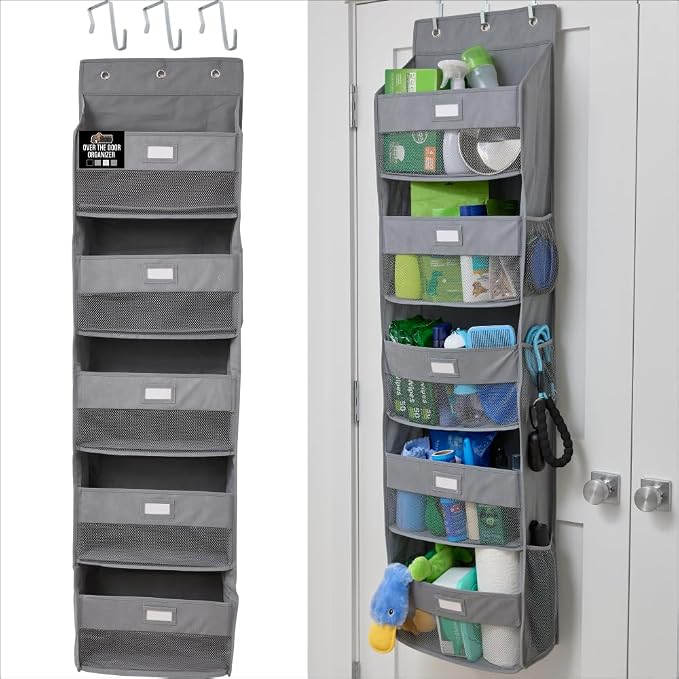 GORILLA GRIP Over The Door Organizer Storage, 5 Deep Hanging Shelves, Holds by GorillaGrip
