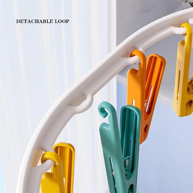 Plastic Sock Drying Rack with 24 Clips, Round Drip Drying Hanger, Swivel Wind - Image 5