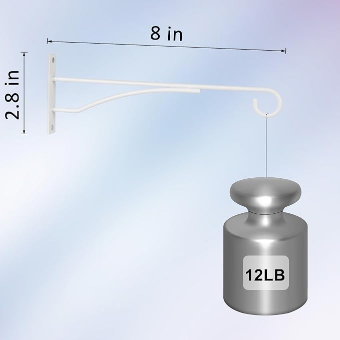 8" White Plant Hangers 6 Pack, Hanging Plant Bracket - Image 2