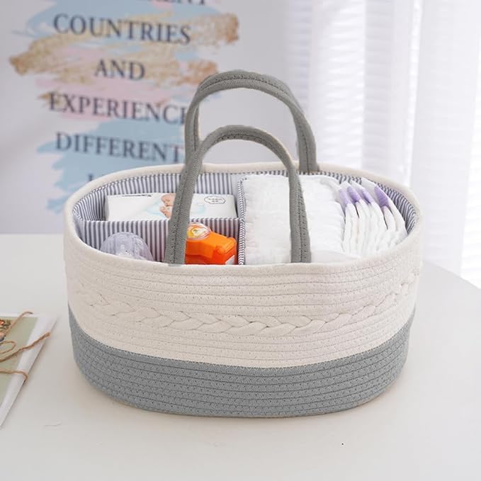 Diaper Caddy Organizer, Portable Nursery Storage Basket - Image 2